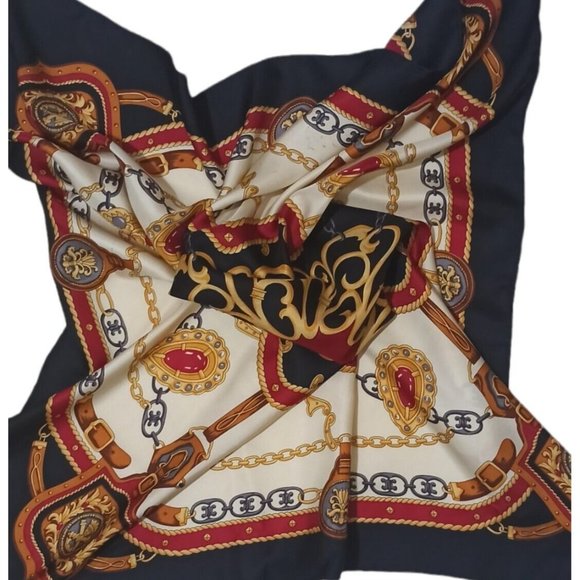 OLIVERA Blue Royal Silk Scarf 34.5"/ 34” EC - Picture 10 of 11